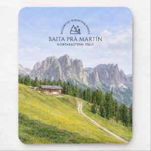 Tapis De Souris Cabane alpine dans les Dolomites, paysage naturel