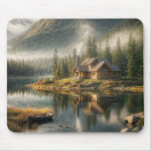 Tapis De Souris Cabine Mountain Lake avec bateau à roues (Devant)