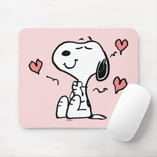 Tapis De Souris cacahuètes | Coeurs de snoopy (Avec souris)