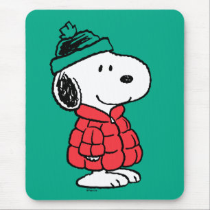 Tapis De Souris cacahuètes   Snoopy Chat d'hiver et Casquette