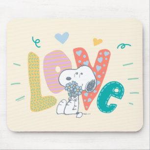 Tapis De Souris cacahuètes   Snoopy Flower Love