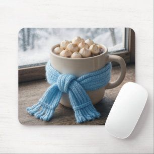 Tapis De Souris Cacao chaud avec écharpe d'hiver
