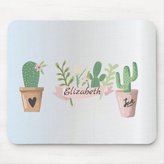 Tapis De Souris Cactus adorable, argenté (Devant)