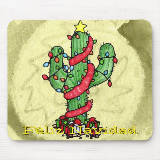 Tapis De Souris Cactus de Noël Mousepad (Devant)