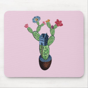 Tapis De Souris Cactus épineux avec des fleurs