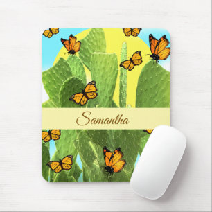 Tapis De Souris Cactus et papillons fantaisistes