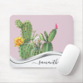 Tapis De Souris Cactus Garden Aquarelle Nom manuscrit (Avec souris)