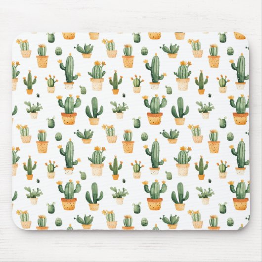 Tapis De Souris Cactus pointillés sur blanc (Devant)