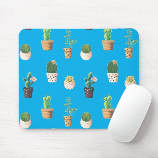 Tapis De Souris Cactus Succulents de Dessert Vert dans les pots (Avec souris)
