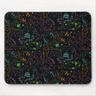 Tapis De Souris Cadeau coloré de motif de bande dessinée de chats