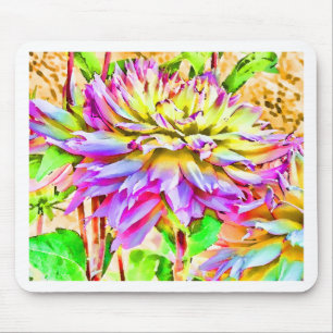 Tapis De Souris Cadeau Dahlia Aquarelle numérique