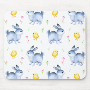 Tapis De Souris Cadeau d'amour lapin et poussins, heureux Motif de