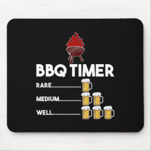 Tapis De Souris Cadeau de bière minuteur BBQ drôle Rare Medium Wel