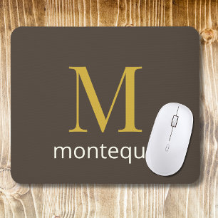 Tapis De Souris Cadeau de Luxe Monogramme Personnalisé Or Taupe