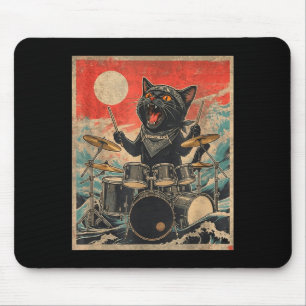 Tapis De Souris Cadeau de style de groupe cool chat batteur vintag