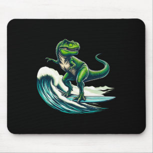 Tapis De Souris Cadeau de T-rex dinosaure faisant du surf sur une 