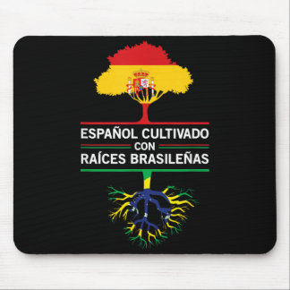 Tapis De Souris Cadeau d'héritage de drapeaux Espagne Brésil pour