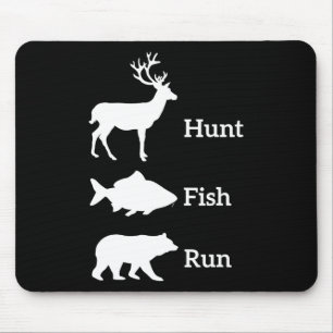 Tapis De Souris Cadeau drôle de chasse pêche chasse ours poisson c