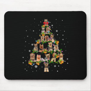 Tapis De Souris Cadeau drôle de sapin de Noël Terrier du Yorkshire