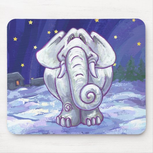 Tapis De Souris Cadeau Eléphant blanc mignon (Devant)
