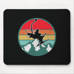 Tapis De Souris Cadeaux de neige de ski rétro vintage pour skieurs