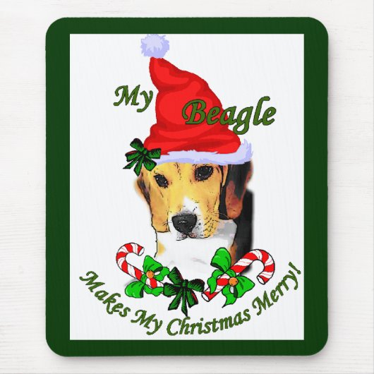 Tapis De Souris Cadeaux de Noël beagle (Devant)