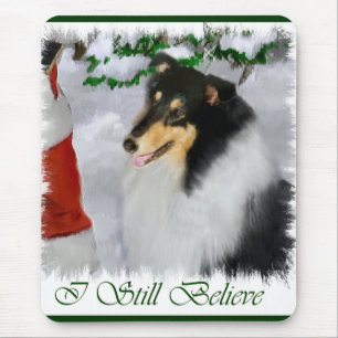 Tapis De Souris Cadeaux de Noël Collie Rosée Tri-Color