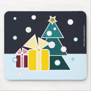 Tapis De Souris Cadeaux de Noël d'Arbre Rétro Scandinave Art