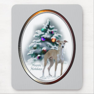 Tapis De Souris Cadeaux de Noël italiens Greyhound