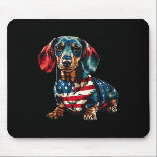 Tapis De Souris Cadeaux de teckel chien 4 juillet drapeau américai