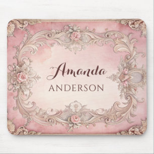 Tapis De Souris Cadre antique grunge rose