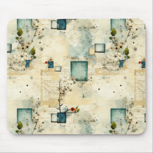 Tapis De Souris Cadre botanique sarcelle grunge pour scrapbook par