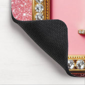 Tapis De Souris Cadre Doré Initiale Diamant I Monogramme Paillette (Coin)