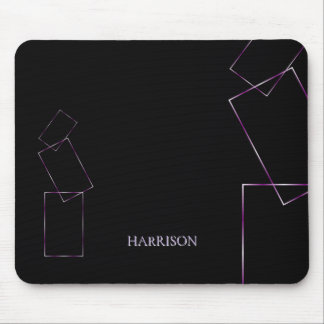 Tapis De Souris Cadre Géométrique Élégant Lavande Noir Personnalis
