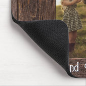 Tapis De Souris Cadre photo faux modifiable en bois brun rustique (Coin)