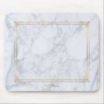 Tapis De Souris Cadre Vintage en pierre de marbre gris<br><div class="desc">Gris clair texture en pierre de marbre avec cadre vintage aux tons or. monogramme personnalisable et optionnel. Pas vraiment marbler juste une image de lui.</div>