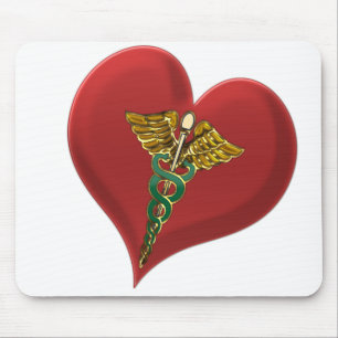 Tapis De Souris Caducée sur un coeur