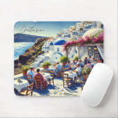 Tapis De Souris Café à Santorin (Avec souris)