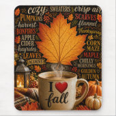 Tapis De Souris Café d'automne avec nuage de mots (Devant)
