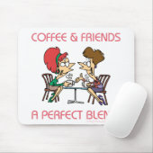 TAPIS DE SOURIS CAFÉ ET AMIS. (Avec souris)