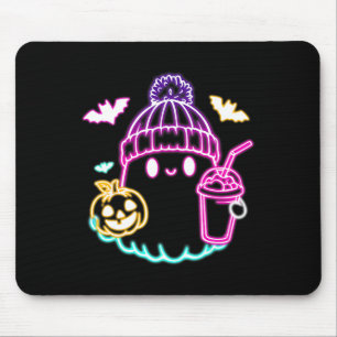 Tapis De Souris Café Ghost Cute Retro Boire Halloween Éffrayant