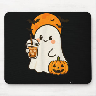 Tapis De Souris Café glacé fantôme mignon et citrouille pour Hallo