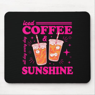 Tapis De Souris Café glacé rétro & soleil drôle d'été