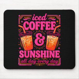 Tapis De Souris Café glacé rétro & soleil drôle d'été