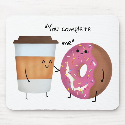 Tapis De Souris Café mignon et Donut Complet Couple (Devant)