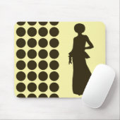 Tapis De Souris Café Mocha Crème Points Neutres Mode Silhouette (Avec souris)