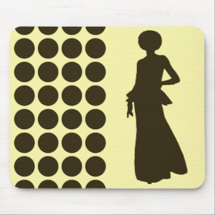 Tapis De Souris Café Mocha Crème Points Neutres Mode Silhouette