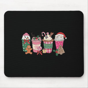 Tapis De Souris Café Noël Gingerbread Femmes roses Latte Cosy