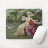 Tapis De Souris Café potable et lecture dans le jardin (la semaine (Avec souris)