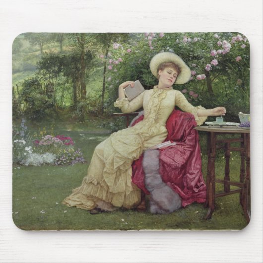 Tapis De Souris Café potable et lecture dans le jardin (la semaine (Devant)
